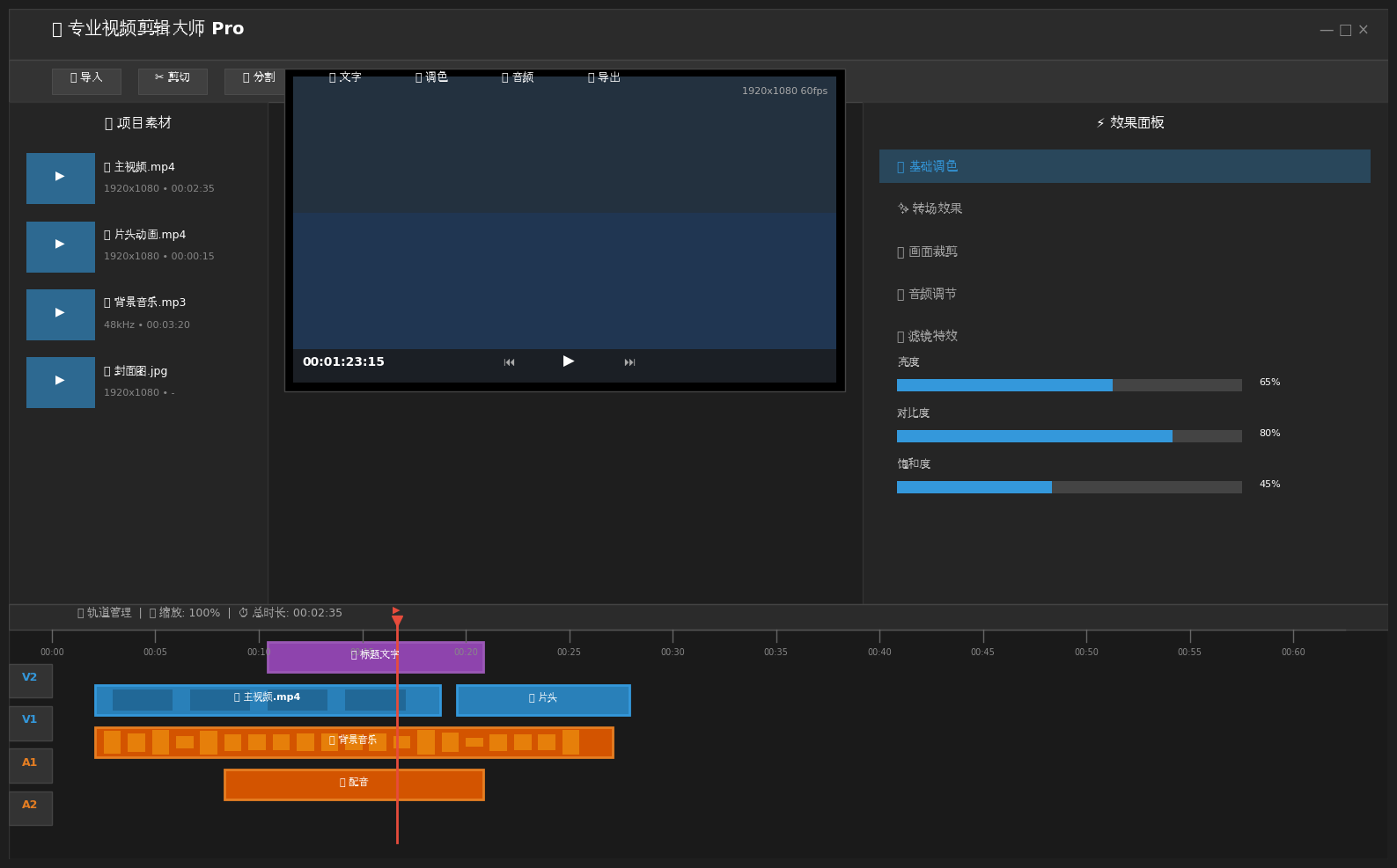 视频剪辑软件主界面
